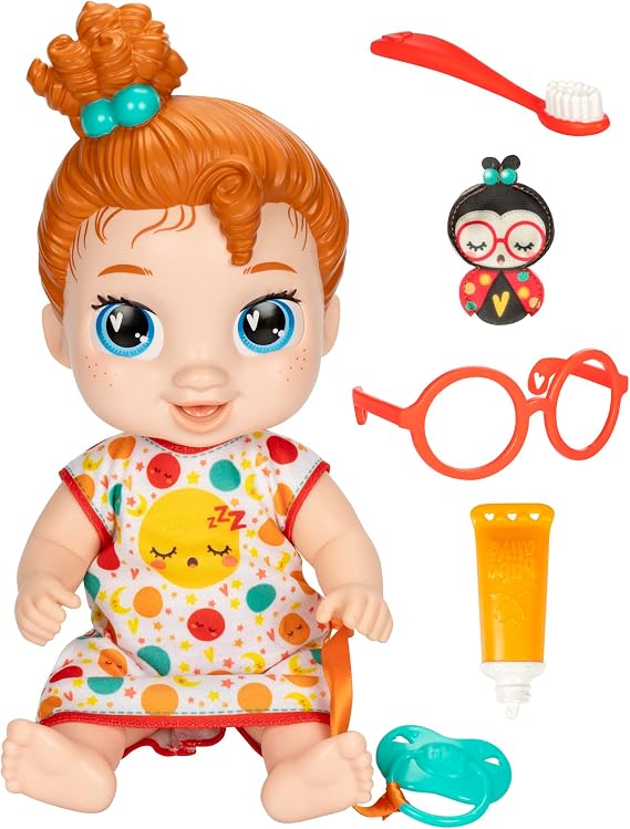 Baby Alive Lil Dreamer Dottie Doodle Sleepy Baby Doll Set, Red Hair, Fun Sleepover Theme, Preschool Toys for Girls & Boys 3 Years & Up