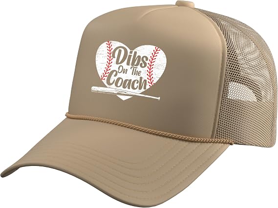 Dibs On The Coach Baseball Player Sport Lover Bat and Ball Trucker Hat with Adjustable Mesh Back