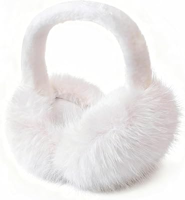 Eyegla Ear Muffs for Women Winter Adjustable & Foldable Fuzzy Earmuffs Fluffy Soft Ear Covers for Cold Weather