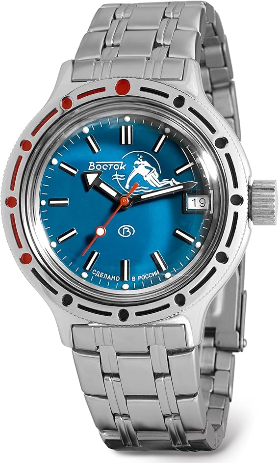 Vostok | Amphibia 420059 Scuba Dude Automatic Diver Watch | Steel Bracelet, Steel Standard, L, Modern, Steel Standard, Modern