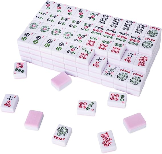 TIASUSAN American Mahjong Tile Set with 166 Pink Back Tiles (1.2, Tiles Only), Mahjong Game Set