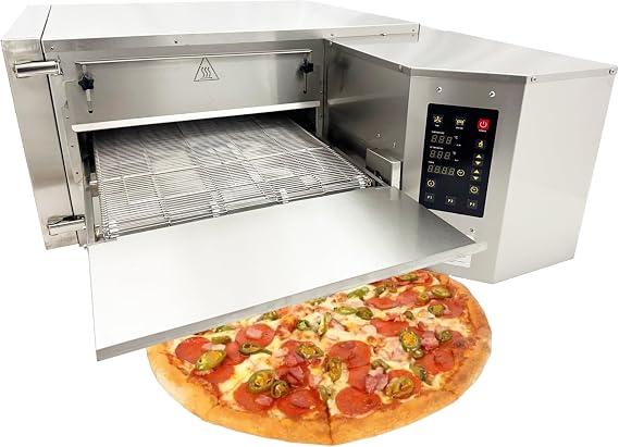 INTSUPERMAI Commercial 18" Conveyor Pizza Oven with Reversible Chain & Digital Control - 9kW Stainless Steel Multi-Purpose Baking Oven for Pizzerias, Bakeries, 220V Three-phase electricity