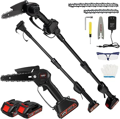ALSO GO 2-in-1 Electric Pole Saws for Tree Trimming 4 6 Inch Mini Chainsaw Cordless with Extension Pole 12.6 FT Max Reach, 22.0Ah Battery Powered Pole Saw Tree Trimmer for Limb Branch Cutter