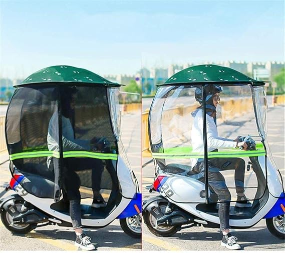 Bike cover Motorcycle rain cover,Universal Fully enclosed Motorcycle Sun Visor Shade Tent Umbrella WindshieldCanopy Motorbike Roof Motor Bicycle Mobility Scooter Sunshade Rain Cover,Green,B