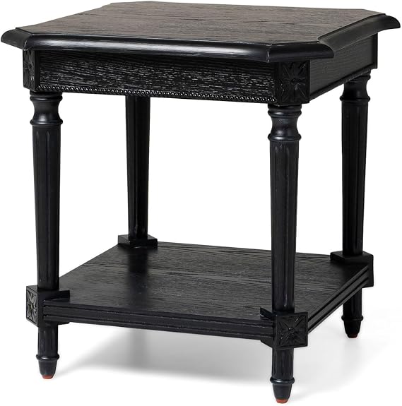 Maven Lane Pullman Side Table, Wood, Rustic Antiqued, White