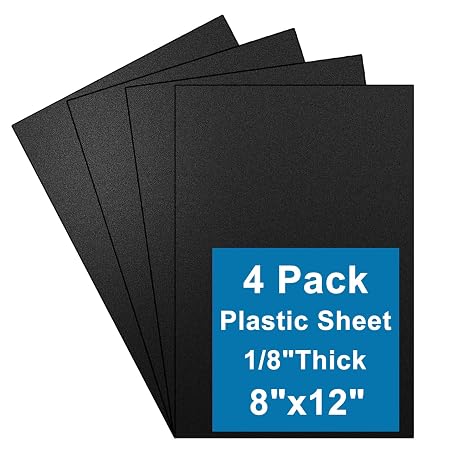 4Pcs Black ABS Plastic Sheet 3mm, 30x20cm Rigid Moldable Panel Black Plastic Sheet Thermoform Board Two-Sided Heat Moldable Panel for DIY Projects Decor Handcrafts