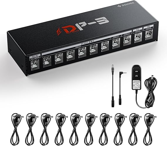 Donner DP-3 Guitar Pedal Board Power Supply with 10 Isolated DC Outputs