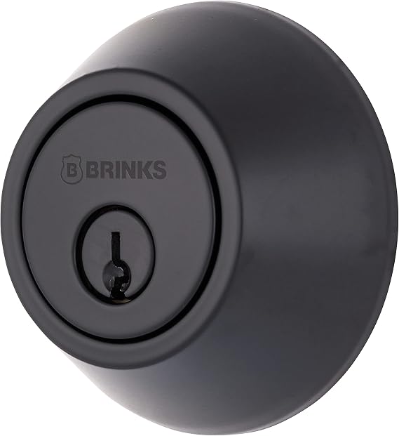 BRINKS Transitional Single Cylinder Deadbolt Lock, Door Lock Built for Residential Protection ANSI Grade 2 Security, Matte Black