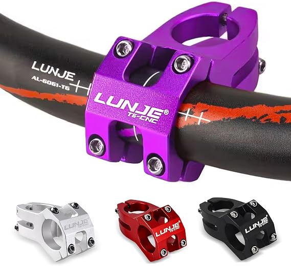 Mountain bike stem - durable lightweight alloy bike stem, The stem is suitable for most bicycles, road bikes, mountain bikes, BMX bikes, fixed gears, and other bicycles (Purple)