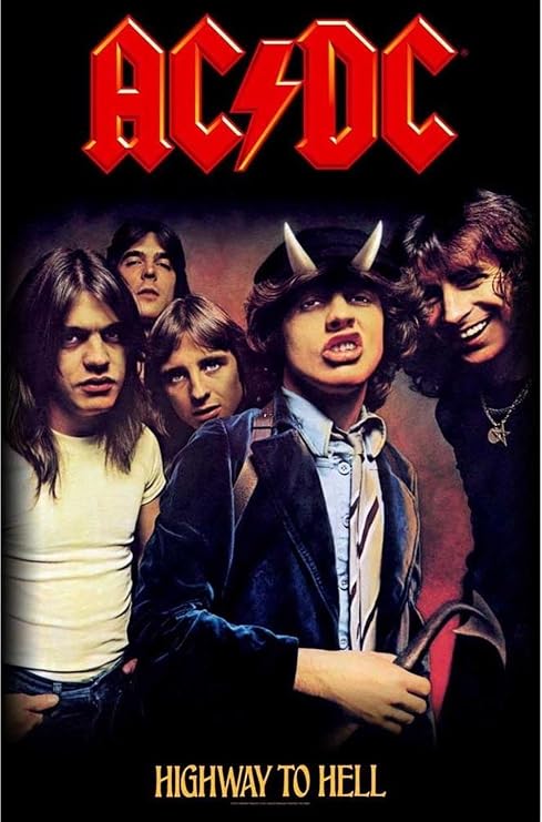 Ac/dc Highway To Hell Black Textile Flag