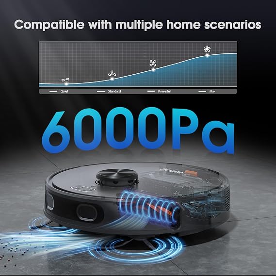 SHELIKI Robotic Vacuums Cleaner with LiDAR Navigation Strong Suction for Home Pet Hair Hard Floor Carpet
