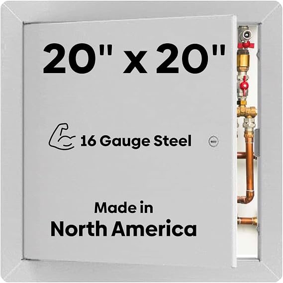 BEST BA-AHD 20" x 20" Metal Access Panel with Concealed Pin Hinge, LEED Compliant 16-Gauge Steel Access Door for Non-Rated Drywall/Ceilings, White Drywall Panel with Rounded Corners, Screwdriver Latch