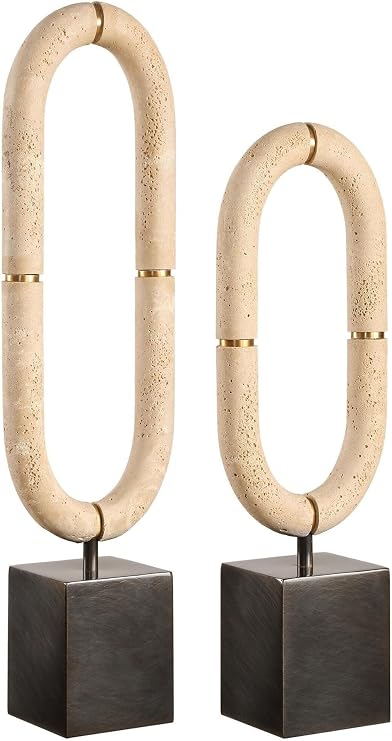Shelf Decor Oval Fusion - Sculpture (Set of 2)-22.25 Inches Tall Office Decorations for Work
