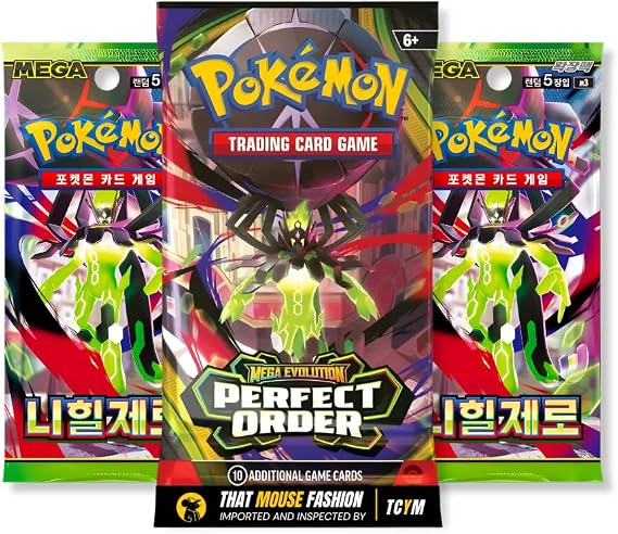 Pokemon Perfect Order Mixed Language Booster Pack Bundle – 1 English Perfect Order Booster Pack + 2 Korean Nihil Zero Packs Imported by That Mouse Fashion