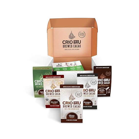 Brewed Cacao Drink Sampler Starter Kit, 5 Varieties, No French Press