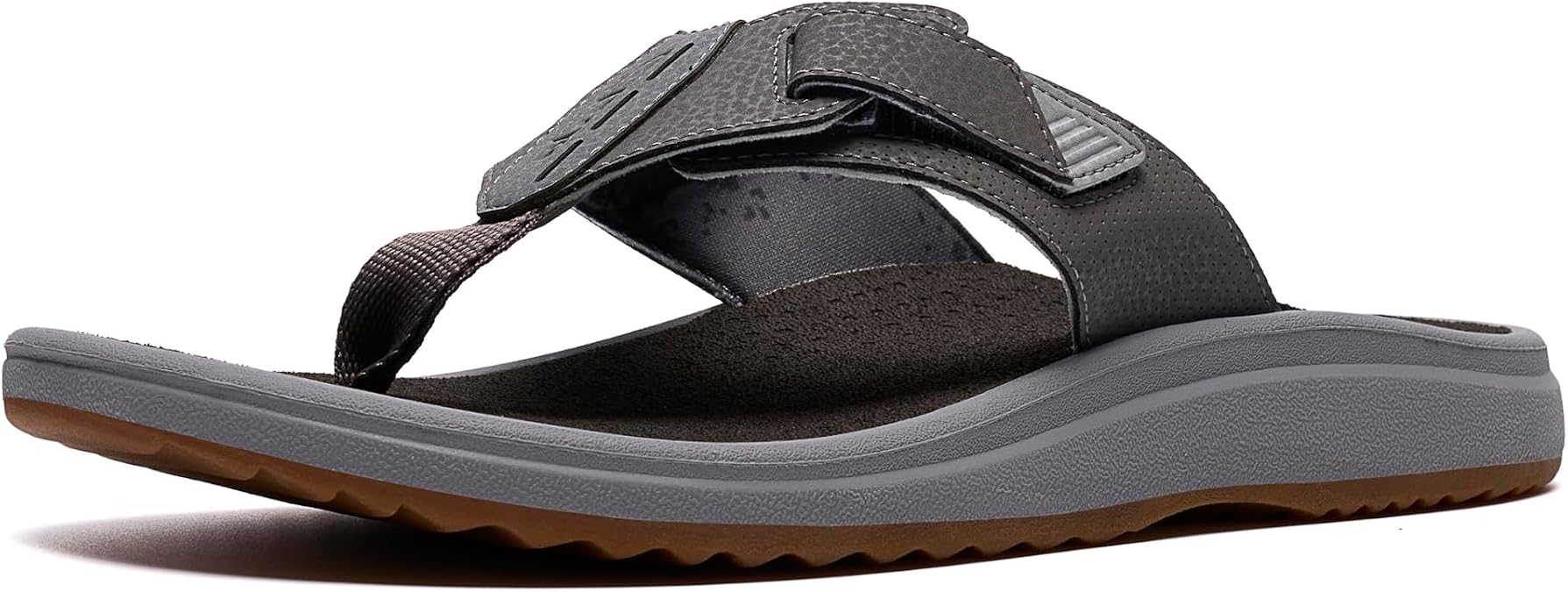 Clarks Cloudsteppers Men's Breeze Flip-Flop, Grey Synthetic