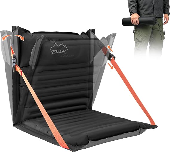 ONTYZZ Inflatable Cushion Stadium Seats with Adjustable Backrest Lightweight Floor Chair Portable Outdoor Folding Chairs for Picnic Concerts Garden Balcony Fishing Camping Chairs