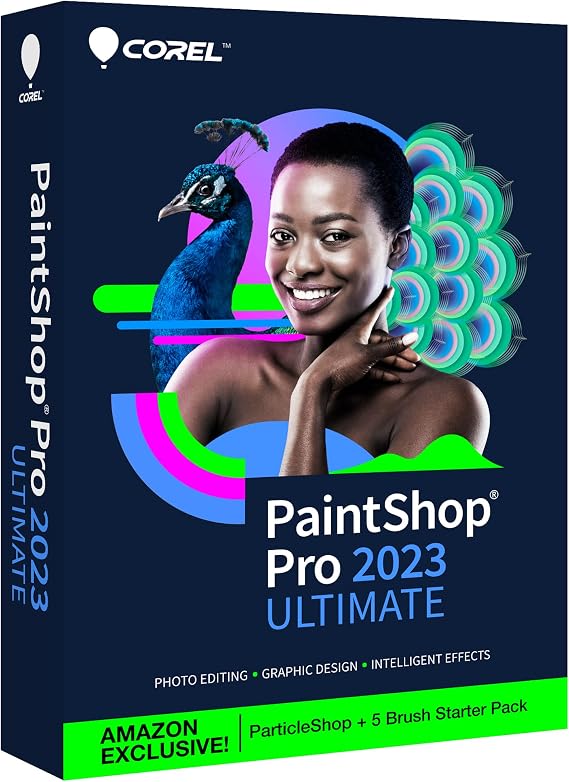 Corel PaintShop Pro 2023 Ultimate | Powerful Photo Editing & Graphic Design Software + Creative Suite | ParticleShop + 5 Brush Starter Pack [PC Key Card]