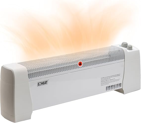 EZ-HEAT 1,500 Watt Baseboard Space Heater with Adjustable Thermostat, Dent-Proof End Panels, Overheat Protection, Tip-Over Switch, Stay-Cool Body, CZ600