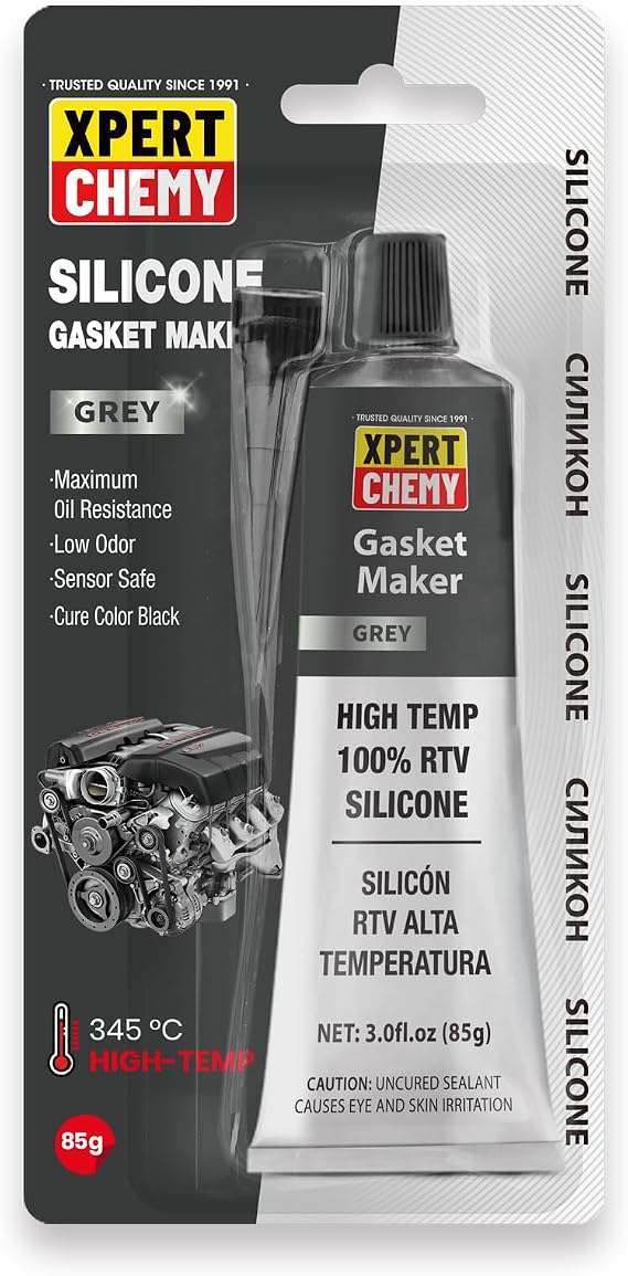 RTV Silicone Gasket Maker, High Temp Silicone Sealant for Automotive, Anti-Freeze RTV Resist Oil for Bonding Internal Combustion, Steam Turbines, Engines, Gearboxes, Pumps, Grey