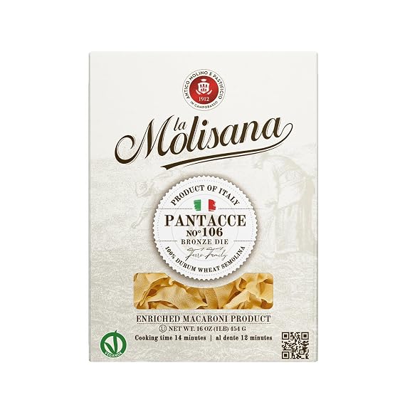 La Molisana Pantacce Toscane Pasta, 16 oz, Premium Italian Durum Wheat Semolina, High Protein 14%, Bronze Die Cut Rustic Pasta for Superior Sauce Grip, Firm Al Dente Texture, Ideal for Traditional Tuscan Recipes, Made in Italy