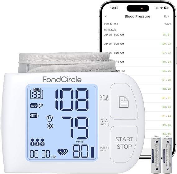 Wrist Blood Pressure Monitor, Bluetooth Blood Pressure Cuff | Talking Digital Machine with Smart App Sync, 3-User Mode 398 Memory, (5.3"-8.5" in Cuff)