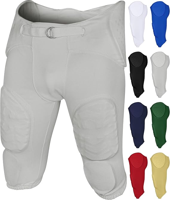 Exxact Sports Proline Youth Integrated Football Pants with 7 Flex Pads | Lightweight Football Practice Pants, Boys Football Pants with Built in Pads for Hip, Thigh, Knee & Tailbone Protection