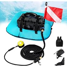 Electric Diving Respirator, Portable Diving Ventilator Supports 60-70 Minutes of Continuous Diving, Tankless Scuba Diving System Blue-1Battery