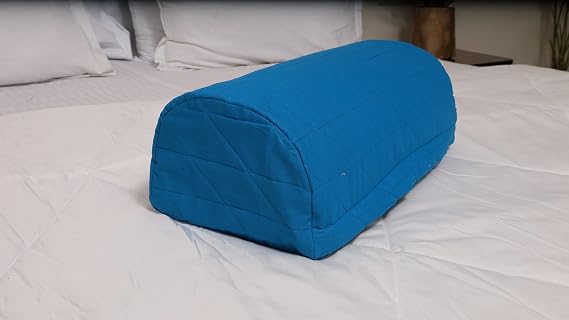 Saffron Halfmoon Bolster Pillowcase - Quilted Cotton Cushion Cover - Removable Washable (Turquoise Blue, 22"x8"x5"(55x20x12cm))