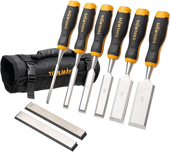 Wood Chisel Set Including Bag and Sharpening Stone