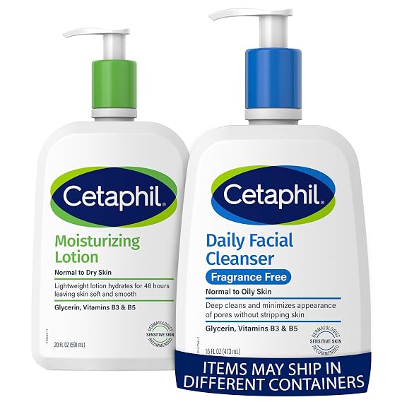 Cetaphil Body Moisturizer, Hydrating Moisturizing Lotion for All Skin Types, Suitable for Sensitive Skin, 20 oz+ Cetaphil Face Wash, Daily Facial Cleanser for Sensitive, Combination to Oily Skin,16 oz