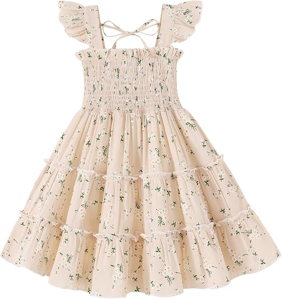 YOUNGER TREE Toddler Girl Dress Kids Sleeveless Ruffle Dresses for Girls Summer Outfits Beach Sundress