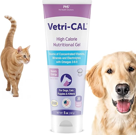 High Calorie Nutritional Gel for Dogs & Cats: Appetite Booster with Omega 3, 6 & 9, Vitamins A-D-E-B – Recovery & Energy, Malt Flavor (5 Oz)