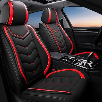Car Seat Covers Fit for Mitsubishi 2000-2026, Stylish Sport Seat Covers, Waterproof Wear-Resistant Premium Nappa Leather Car Seat Covers.(2 Pcs Front/Black Red)