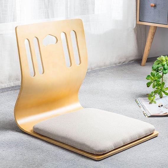 DRXRD Solid Wood Tatami Small Chair, Floor Chair with Back Support, Single Sofa Chairs, Lazy Bay Window Chairs, Floor Seating for Living Room, Bedroom(R)