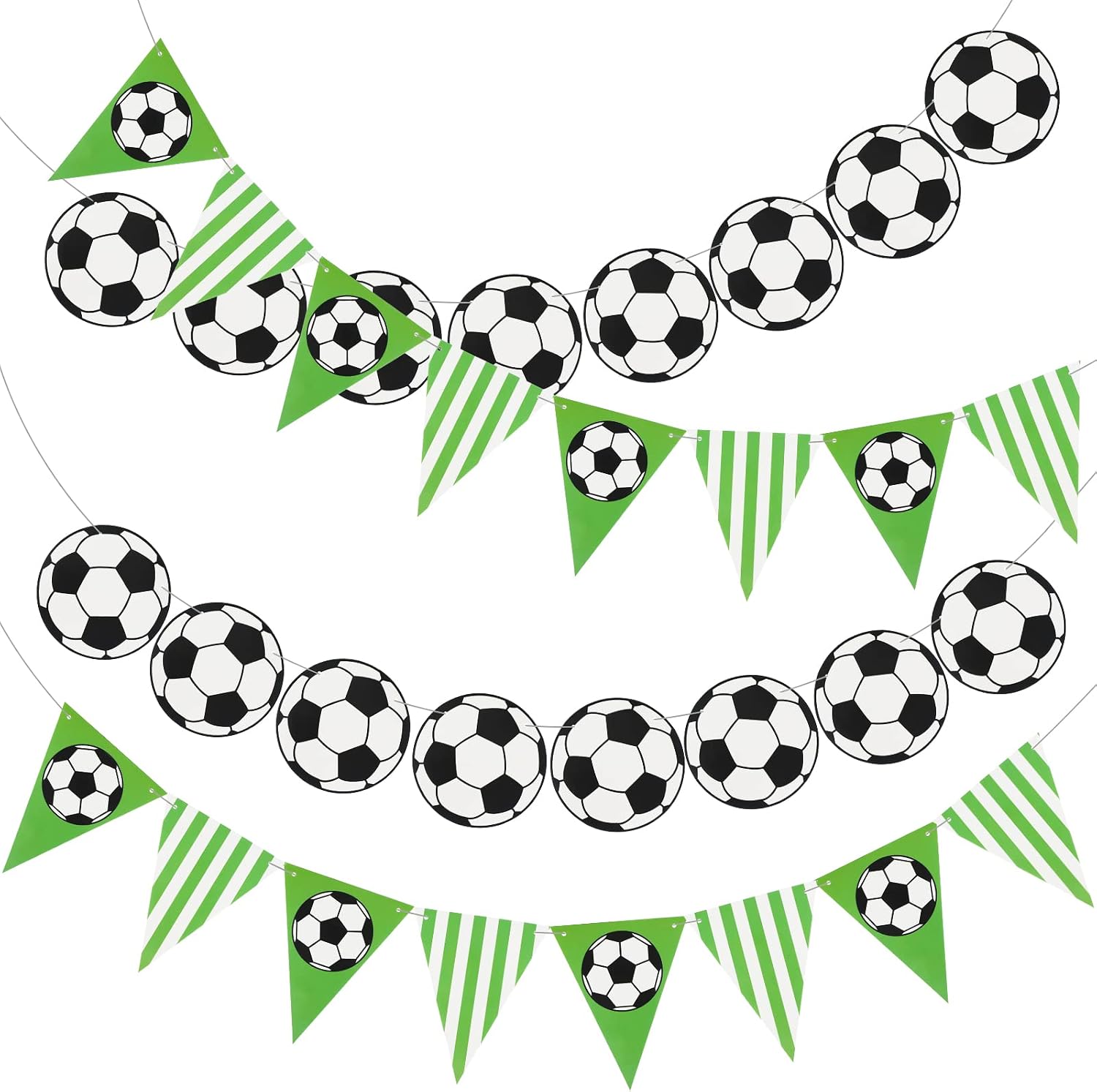 Zonon 4 Pieces Soccer Party Decorations Soccer Banner Sports Ball Birthday Party Paper Garland Supplies
