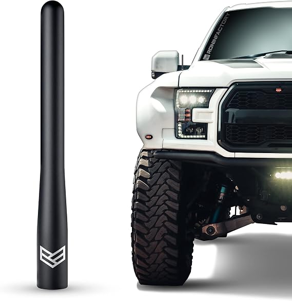 RONIN FACTORY Truck Antenna for Ford F150 F250 F350 Super Duty Raptor Bronco (21-23) Lightning Dodge RAM 1500 Accessories - Carwash Safe - Short Antenna F150 (4 Inch)