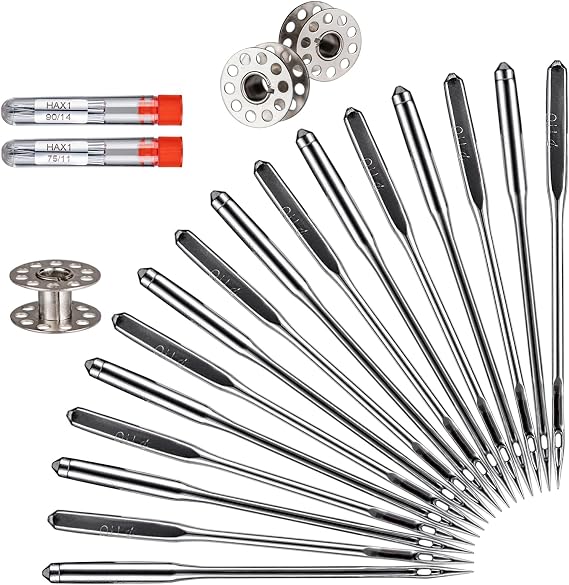 Sewing Machine Needles 20PCS HAX1 2 Sizes Compatible with Singer & Brother | Compatible with Singer, Brother, Janome & Varmax. Sizes: 75/11, 90/14. Universal, Quality Steel Smooth Stitching