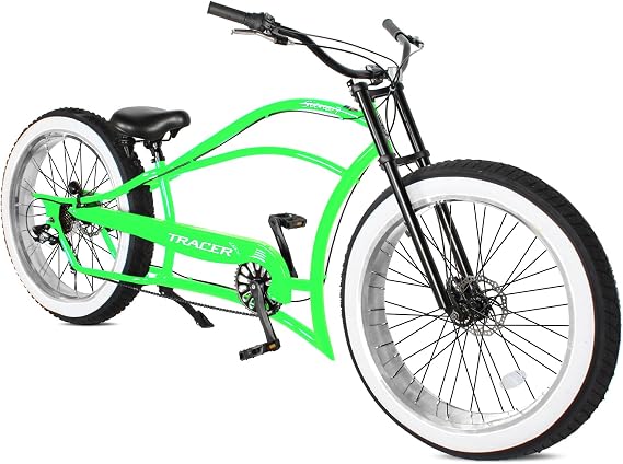 Tracer Siena Beach Cruiser Bike for Adults 26/29 Inch Chopper Stretch Bike with Wheels Fat Tire Hi Ten Steel Frame 1/3/7 Speed Complete Cruiser Bike Multiple Colors