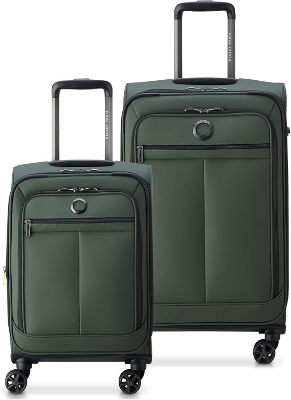 DELSEY PARIS Sky Lite Lightweight Luggage Sets International Carry-On and Medium Check-In Included, Water-Resistant Polyester, Spinner Wheels, Spacious Interior, Green Softside (19/24)