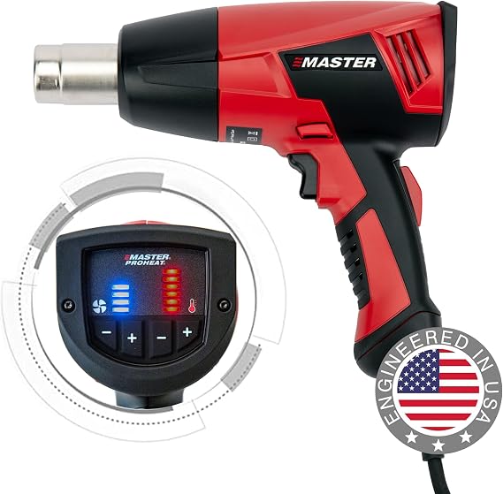 Master Appliance Proheat PH-1200A Professional Industrial Electric Heat Gun - Adjustable Temperature & Airflow, Up to 1200F, Quick Change Heating Element, 1560W, 13A, 120V, Engineered in the USA