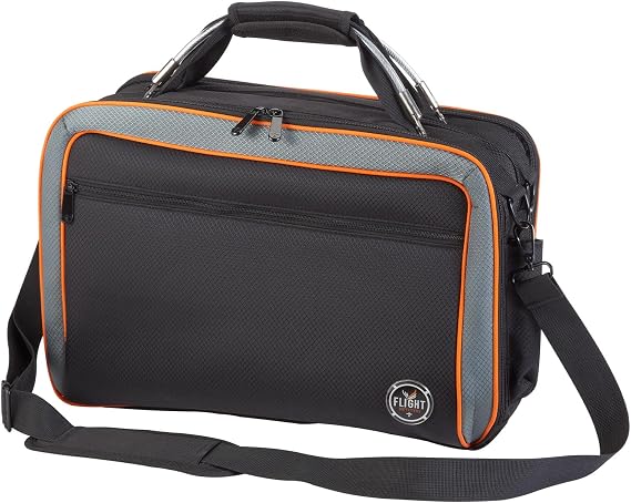 Flight Outfitters Lift XL Flight Bag, Durable Aviation 2-Headset Padded Pilot Bag, with Shoulder Strap, Lift XL (Black/Orange)