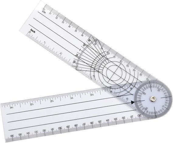 Clear Plastic Goniometer Can Rotate 360 Degree 7'' Arms