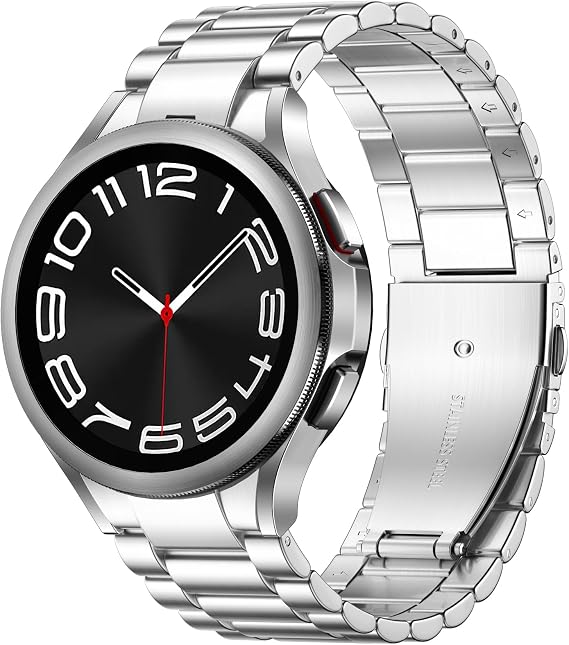 Wepro Silver Metal Strap for Galaxy Watch 7 Band for Samsung Watch 6 bands 6 Classic 47mm 43mm 5 4 44mm 40mm FE 5 Pro 45mm 4 Classic 46mm 42mm Stainless Steel Men Women 20mm Band Quick Release