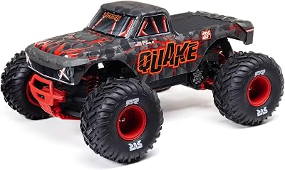 ARRMA RC Truck 110 Quake 223S 2WD RTR Battery and Charger Not Included Brushless Monster Truck, Red, ARA3537T1