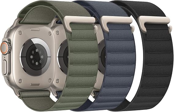 3 Pack Alpine Loop Compatible with Apple Watch Straps 45mm 44mm 46mm 49mm 42mm for Women Men, Nylon Sport Loop Replacement Band mit C-Hook for iWatch Ultra 3 2 1 SE Series 11 10 9 8 7 6 5 4 3 2 1