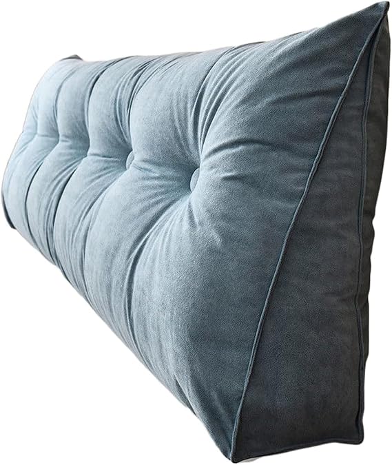 Sitting and Lying Dual-use Headboard Wedge-Shaped Reading Pillow Reading Positioning Support Pillow Bed Back Cushion(Blue,180 * 50 * 20cm)