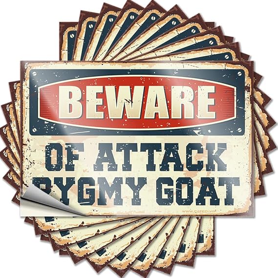 Car Decals Beware of Attack Pygmy Goat Funny Sticker 10 Pcs Cars Stickers Car Stickers for Men(6X9CM)
