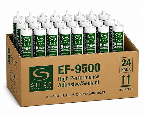Silco EF9500 High Performance Hybrid Silicone Sealant/Adhesive (10 oz, Black, 24)