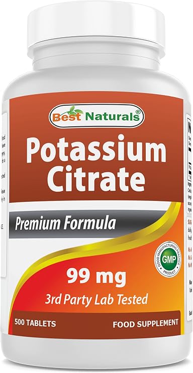 Best Naturals Potassium Citrate 99mg 500 Tablets - 3rd Party Lab Tested